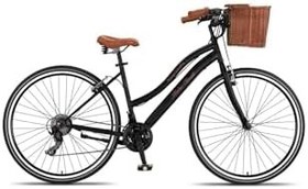 Resim Retro Classic 28 Jant Bisiklet, Shimano 21 Vites, Hasır Sepetli Vintage Şehir Bisikleti 