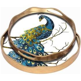 Resim Beliza 2 Li Ahşap Kenarlı Eskitme Cam Tepsi Seti 34 39 Cm Eskitme Kahverengi 