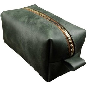 Resim Bideri Perge Hakiki Deri El Çantası Yeşil Yeşil 