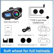 Resim Q58-max Motosiklet Kask Interkom Bluetooth Kulaklık Lcd Ekran 2 Biniciler Müzik Soft 1pc 