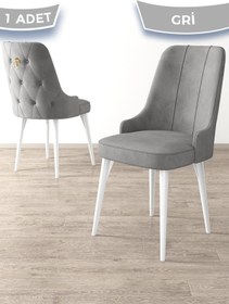 Resim Canisa Enoa Serisi, Beyaz Gürgen Ayaklı, Gold Halkalı Gri Sandalye , 1.sınıf Babyface Kumaş Sandalye 