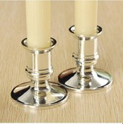 Resim Gümüş 2 Adet Geleneksel Şekil Konik Standart Mumluklar Şamdan Akşam Yemeği Dekoru 