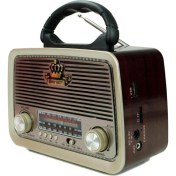 Resim Ahşap Kahve Nostaljik Tasarım Bluetooth Fm Sd Aux Radyo 