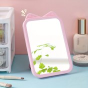 Resim 1 Adet Sevimli Karikatür Kedi Taşınabilir Makyaj Aynası - Kızlar İçin Katlanabilir Masaüstü Makyaj Aynası, Pembe & Beyaz Çerçeve, Cam Yüzey, Gençler, Öğrenciler ve Seyahat Güzellik Aksesuarı İçin Mükemmel, Hareket Halinde Makyaj İçin | Eğlenceli Estetik | Hafif Ayna 