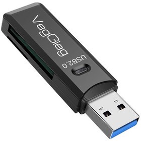 Resim VegGieg Usb 2.0 SD ve Micro SD Hafıza Kart Okuyucu Siyah 