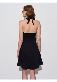 Resim Dilvin 90568 Halter Yaka Denim Mini Elbise-siyah 
