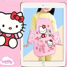 Resim 1 Adet Sanrio Hello Kitty Çocuk Önlüğü - Sevimli Karikatür Baskılı Yüksek Yoğunluklu Polietilen Kolsuz Önlük, Pembe ve Sarı Puantiyeli, Kalp & Bisiklet Tasarımı ile Pişirme, Boyama, Sanat & El İşleri için, Yıkanabilir Kumaşlı Çocuk Önlüğü | Çizgi Film Temalı Önlük 