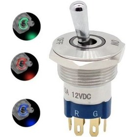 Resim 16mm IP67 Rgb Led Işıklı Metal Toggle Anahtar 
