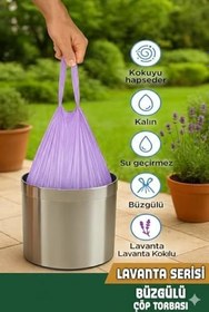 Resim Büyük Boy Lavanta Kokulu Büzgülü Çöp Torbası, 65x70 cm, 60 Litre, Su Geçirmez Çöp Poşeti, Kalın, 10 Paket 100 Adet (BÜYÜK BOY, 10 PAKET LAVANTA KOKULU) 