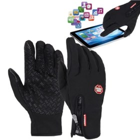 Resim Schulzz Yağmur Suyu Geçirmez Dokunmatik Su Tutmaz Kaydırmaz Bisiklet Motorsiklet Koşu Paten Kayak Eldiveni 