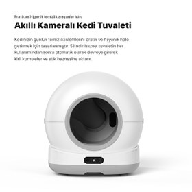 Resim Xenon Smart Akıllı Kameralı Kedi Tuvaleti Çelik Kaseli 4 LT Mama Kabı Çelik Su Pınarı ve Filtre 4'lü Pet Seti 