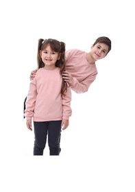 Resim Zuzunga Basic Bisiklet Yaka Şardonlu Çocuk Sweatshirt 3-10 Yaş Pudra 