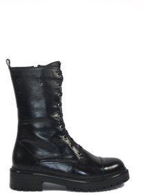 Resim KARVENSHOES Kadın Hakiki Siyah Deri Uzun Postal Bot 1443 