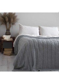 Resim Betires Home Ca15002 Örgü Battaniye Gri - Çift Kişilik Gri 