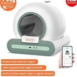 Resim Groove Ti+ Otomatik Kedi Tuvaleti Yeşil - Petfit Aqua Flow Akıllı Su Pınarı Çeşmesi - Petfit Meow Pure Otomatik Mama Kabı 