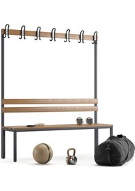 Resim Ayakkabılıksız 4 Ayaklı Tek Taraflı Bank, 7 Adet Kanca, 150x43x170 Cm, Vestiyer Bankı, Spor Bankı 