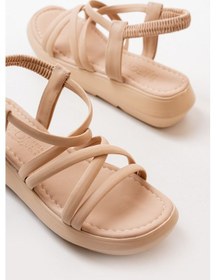 Resim 841-841 Nut Lastikli Günlük Kadın Sandalet Altın - Taba 