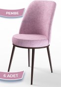 Resim Canisa Concept Dexa Serisi, Üst Kalite Yemek Odası Sandalyesi, Metal Kahverengi Iskeletli, 6 Pembe Sandalye 