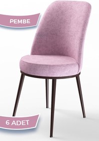 Resim Canisa Concept Dexa Serisi, Üst Kalite Yemek Odası Sandalyesi, Metal Kahverengi Iskeletli, 6 Pembe Sandalye 