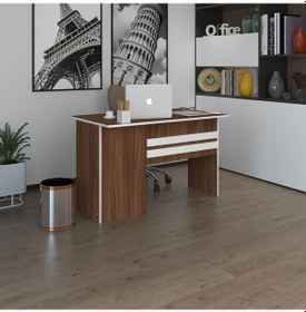 Resim Kenzlife Ofis Masası Kamikaze Cvz Sağ 75 160 60 Raflı Dolap Şeritli Bilgisayar Çalışma Masası Beyaz 