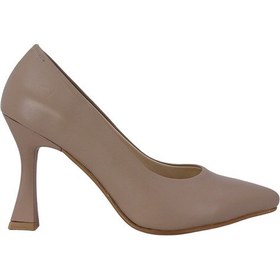 Resim Hobby Ayakkabı Hobby 26861 Hakiki Deri Topuklu Kadın Stiletto Vizon 
