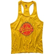Resim Bluu Barbell Fitness Gym Tank Top Sporcu Atleti Sarı-Kırmızı 