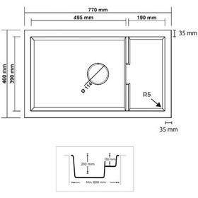 Resim Real Stone P017 Patara Antrasit Granit Mutfak Eviyesi 77x46 Antrasit 