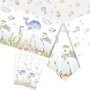 Resim Halloween, Noel, 1 adet Okyanus Masa Örtüsü - 137.16X274.32 cm Deniz Altı Parti Malzemeleri Kaplumbağa, Balina ve Deniz Hayatı Tasarımı ile, Dayanıklı Plastik Masa Örtüsü Doğum Günü, Yıldönümü, Bautizma için - Elektrik Gerektirmez, Plaj Temalı Parti | Eğlenceli Tasarım | Canlı Grafik 