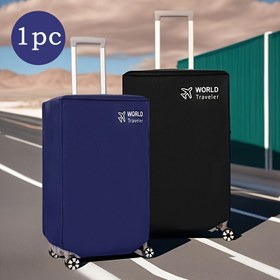 Resim 1 adet Dünya Gezgini Dayanıklı Bavul Toz Kapağı - Elastik, Çizilmeye Karşı Dirençli Bagaj Koruyucu 45.72-81.28 cm Tekerlekli Valizler için, Elde Yıkanabilir Dokunmamış Kumaş, Mavi ve Siyah Seçenekleri, Seyahat Aksesuarları için Mükemmel, Seyahat için Bagaj 