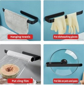 Resim Alper Banyo Siyah Yapışkanlı Lamalı Solo Havlu Kağıdı Asacağı Solo Havluluk Siyah 