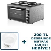 Resim Akel Af382 - Gri Çift Ocaklı 38 Litre Midi Fırın 