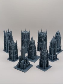 Resim shop Dekoratif Gotik ve Modern Mimariden İlham Alan 3D Baskı Kule Seti - Koleksiyonluk 