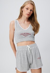 Resim BABOKAH Nakışlı Havlu Crop Top 