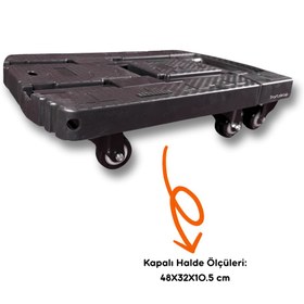 Resim Portakap 200 kg Taşıma Kapasiteli, Siyah Katlanır Taşıma Arabası 