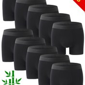 Resim 10 adet Erkek Bambu Lifli Boxer Külot, Yumuşak ve Nefes Alabilir, %95 Bambu ile %5 Spandeks, Ter Emici, Tüm Sezon Rahatlığı, Siyah, Spor ve Günlük Giyim için Mükemmel 