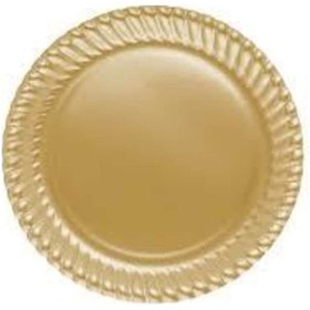 Resim Roll-up & Rainbow Plastık Gold Renklı Partı Tabak 25 Lı Yuvarlak 