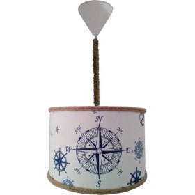 Resim Onay Avize Pusulalı Halatlı 2.li Set M-700 Kumaş Kaplama Genç ve Çocuk Odası Avize ve Abajur Takımı 