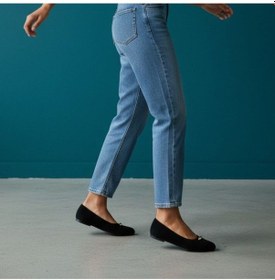 Resim Ne&ve Shoes Siyah Süet Gold Aksesuar Detaylı Kadın Günlük Babet 