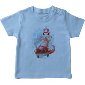 Resim Angemiel Baby Araba Kullanan Zürafa Erkek Bebek Tişört Mavi B0853MDBBKETSRT 