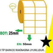 Resim Termal Etiket 25X50 Yanyana 2'Li - Barkod Etiketi 30 Rulo 60000 