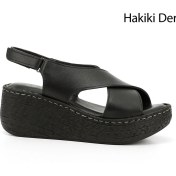 Resim Gönderi R Kadın Siyah Cırt Bantlı Dolgu Topuk Hakiki Deri Sandalet Dyza70945814 Siyah 