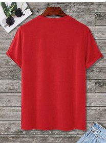 Resim Space Created T-shirt - Kırmızı Baskılı Oversize Bisiklet Yaka Kısa Kol Tişört Kırmızı 