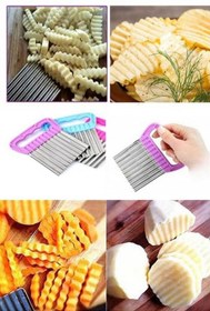 Resim Zigzag Model Doğrayıcı Chips Chopper Şekilli Sebze ve Meyve Dilimleyici Patetes Cips Yapıcı Kesici 