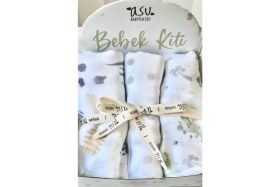 Resim PremiumPort Organik Bambu Pamuk Müslin 3'lü Set, Renkli ve Yumuşak Dokusu ile Keyifli Kullanım 