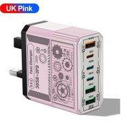 Resim 25w 3usb + 3pd Şarj Cihazı 6 Port Hızlı Şarj Qc3.0 Tip C Cep Telefonu Duvar Jj304-3a3c Uk Pink 1 Adet 