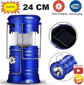 Resim Büyük Boy Kamp Lambası Güneş Enerjili Kamp Çadır Feneri Siyah 