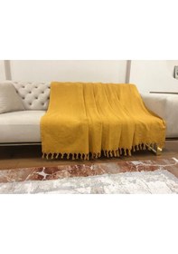 Resim Hardal Koltuk Örtüsü Balık Sırtı Desen 180 210 Hardal 