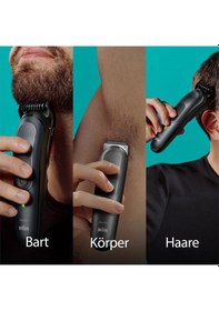 Resim Braun Hepsi Bir Arada Giyotin Seti 7, 17'si 1 Arada Çoklu Bakım, Sakal Kesme Makinesi, Burun Kılı Kesme Makinesi, Yüz, Baş Ve Vücut İçin Saç Kesme Makinesi, 100 Dakikalık Pil, 14 Boy 3-21 Mm , Su Geçirmez, Mgk7491, Siyah 