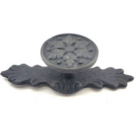 Resim Antika Tarz Dekoratif Pirinç Çiçek Düğme - 27x70 Mm, Oksit Altın - Siyah 