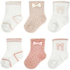 Resim Babycosy Organic Wear Csyc1004 Bebek 6'lı Fiyonklu Çorap %100 Organik Pamuk, Bebek - Yenidoğan - Csyc1004 Taş Rengi 